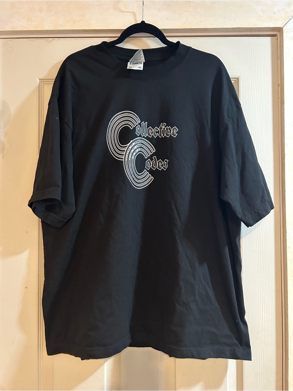 Hanes Black Tee with White Collective Codes Graphic
